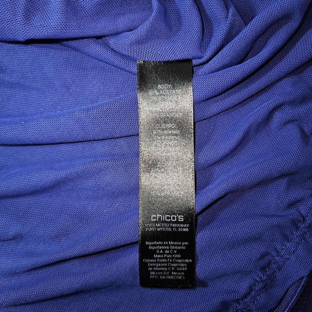 Chico's Travelers Top Women 3 XL Blue‎ Textured Ribbed Tunic Travel Minimalist - Picture 9 of 11